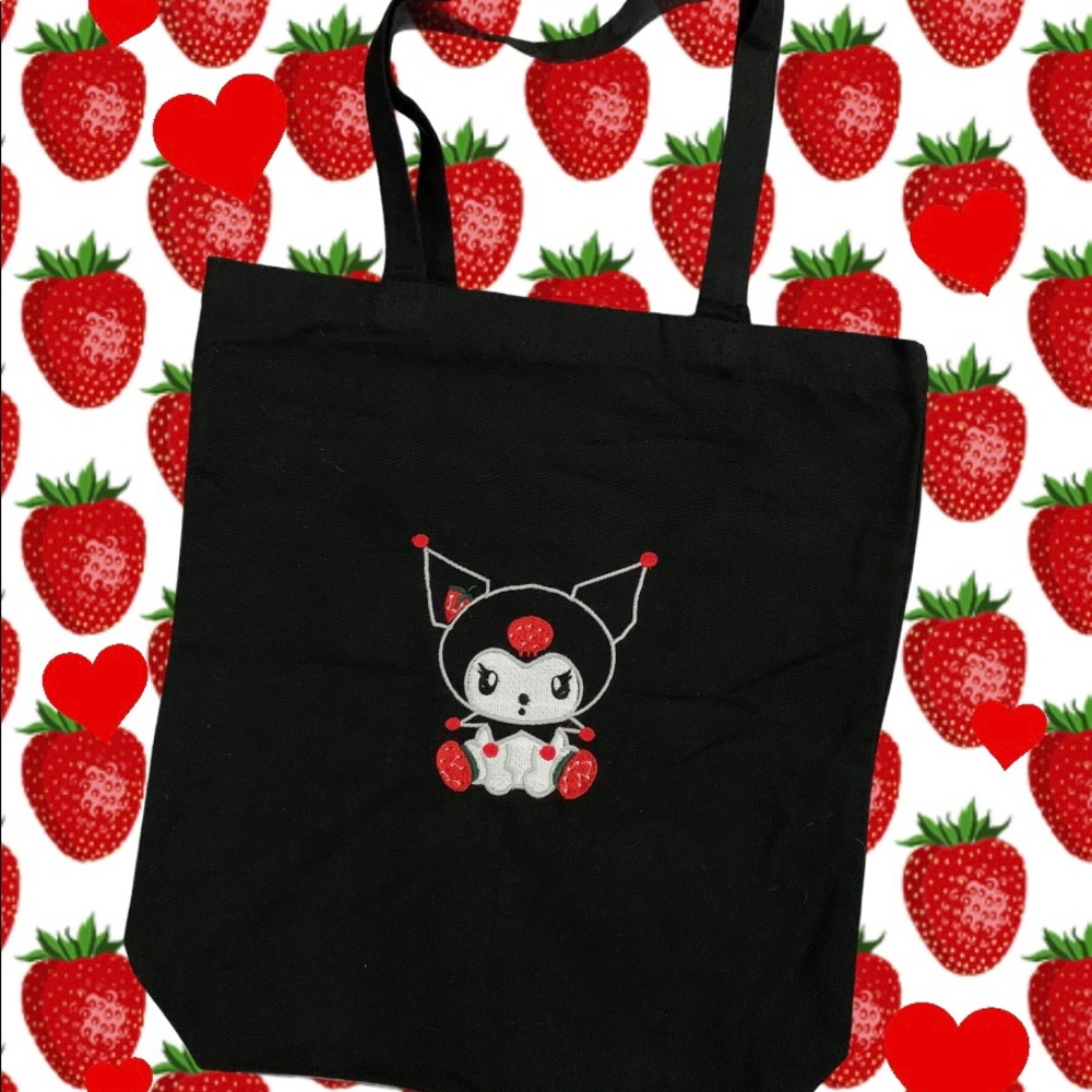 Kuromi strawberry heavy duty tote bag